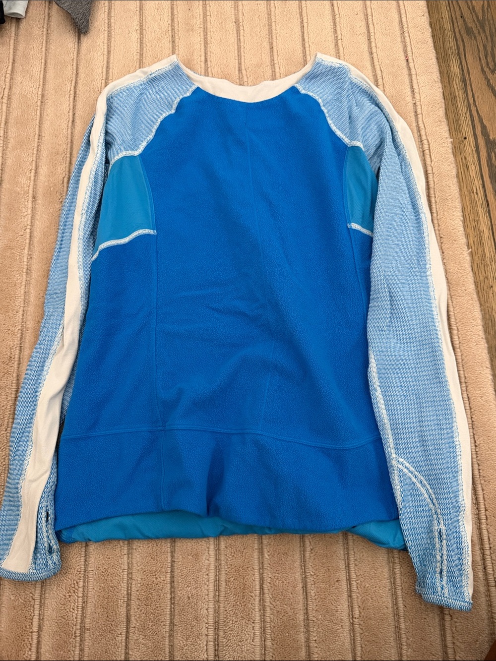 lululemon athletica Blue and Light Blue Crew Neck Sweater